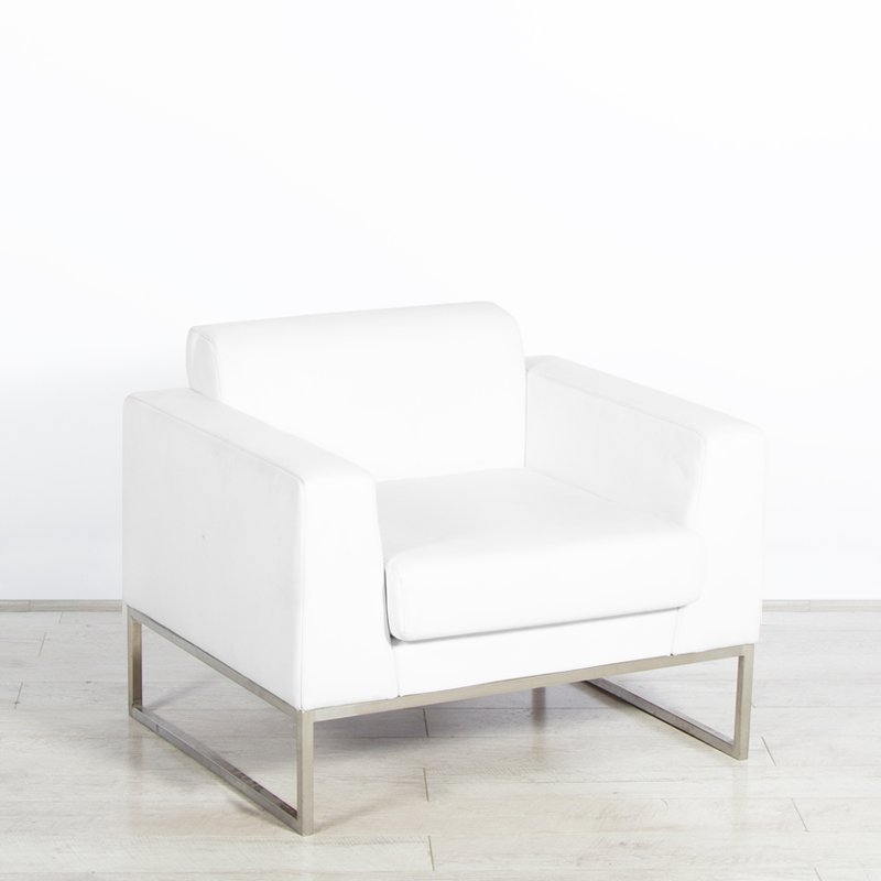 Lay Armchair - White Leather