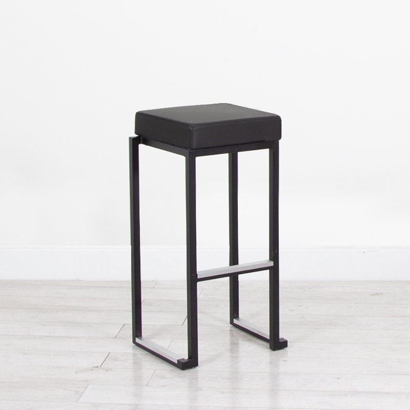 Nevada Bar Stool - Black Base Black Leather Pad