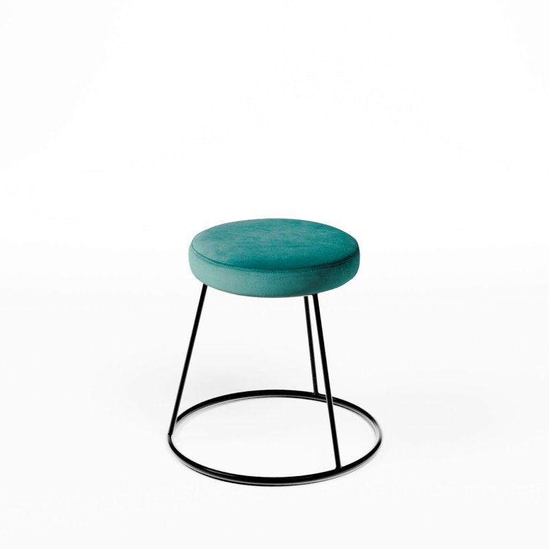 Black Chrome Low Spire Stool - Green Pad