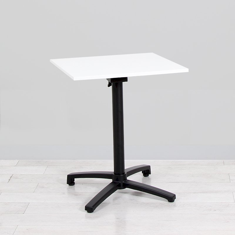 600mm White Square Bistro Table - Black Frame