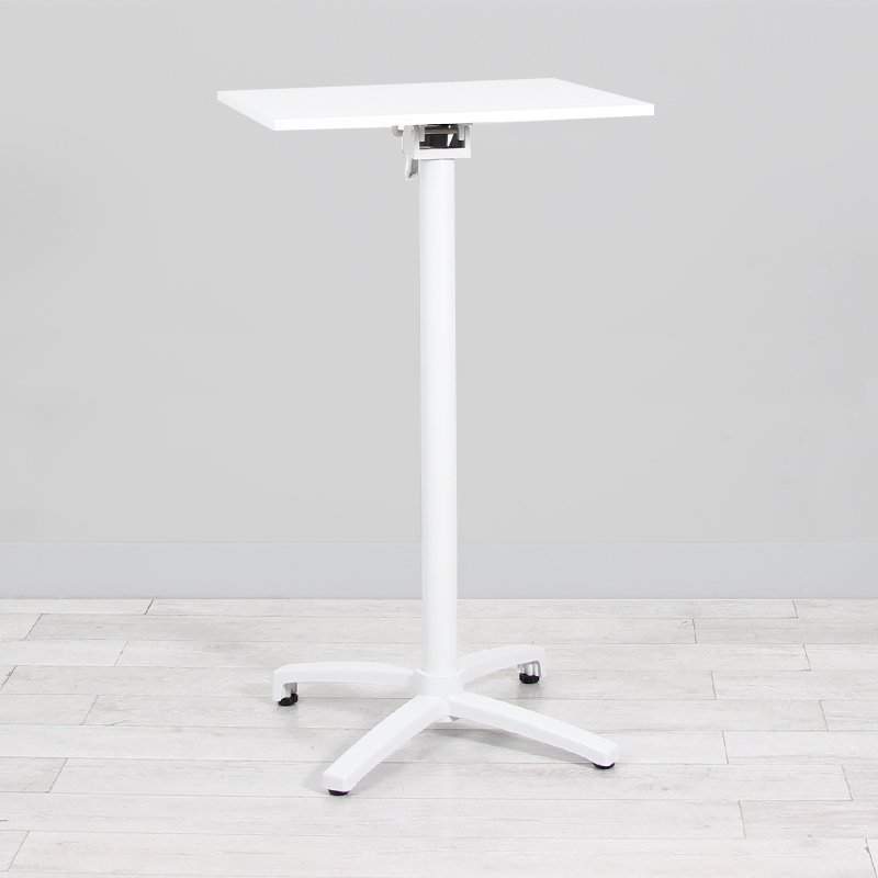 600mm White Square Poseur Table - White Frame
