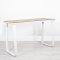 Utah Double Poseur Table - White Base Natural Oak Top