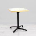 600mm White Marble Square Bistro Table - Black Frame