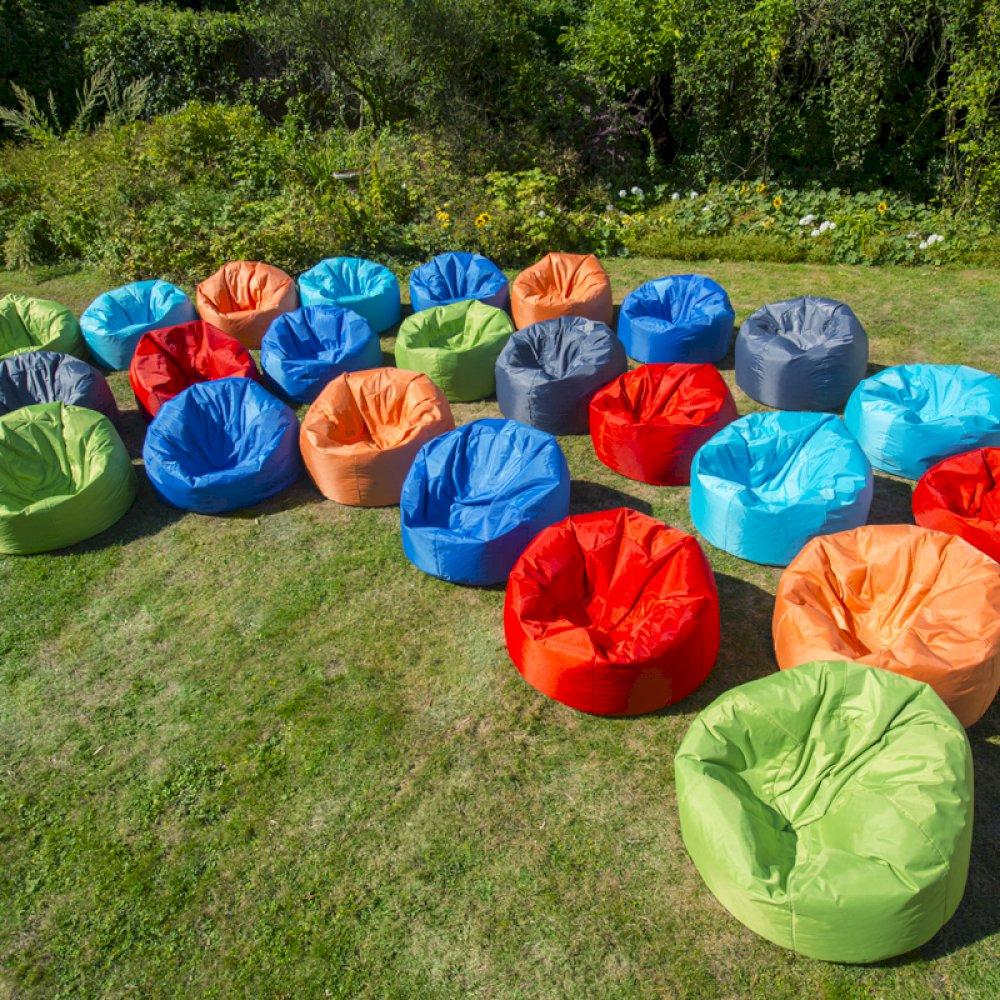 Requiring soft seating for outdoors? Our coloured bean bags are the perfect choice. Can be matched with company or theme colours.