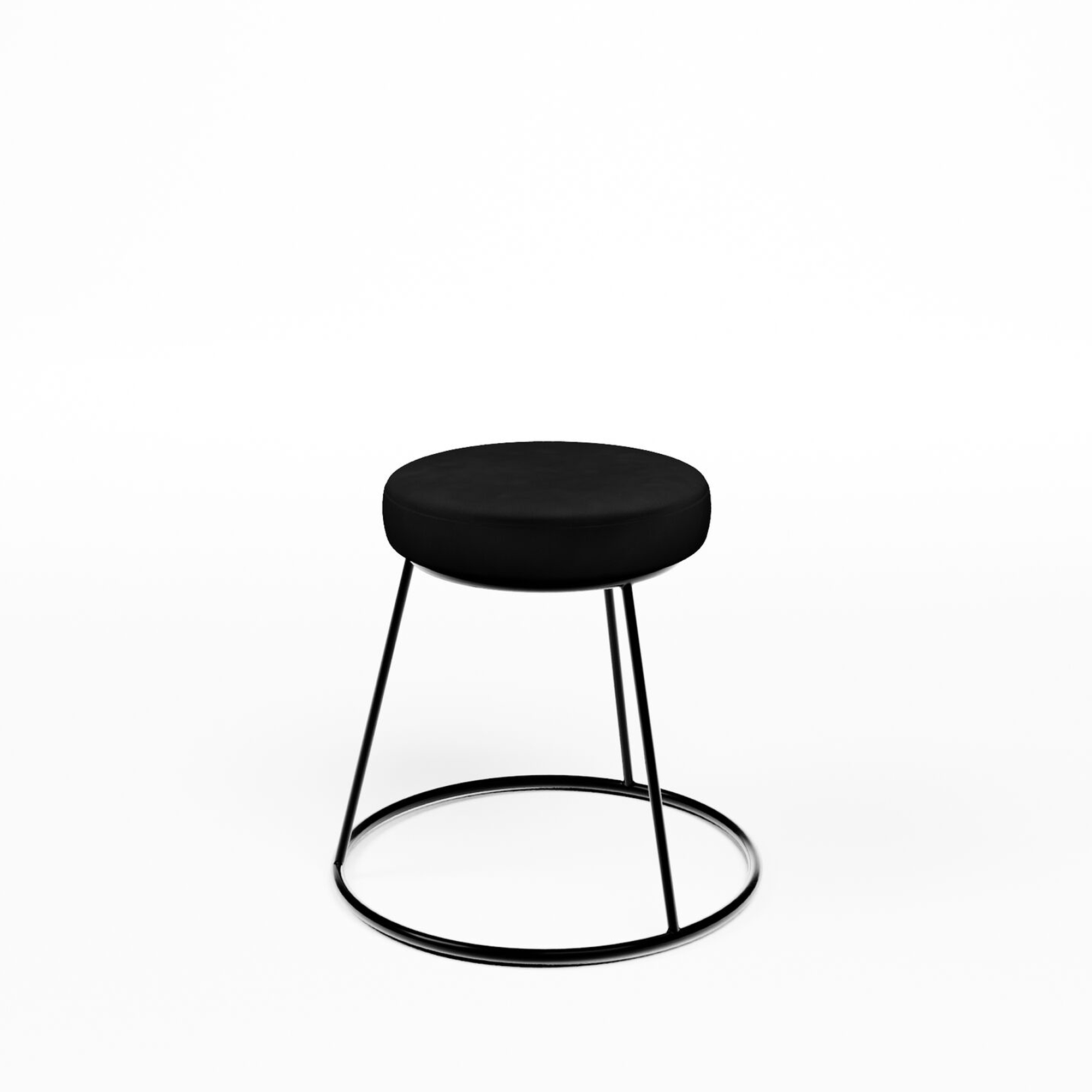 Black Chrome Spire Stool - Black Pad