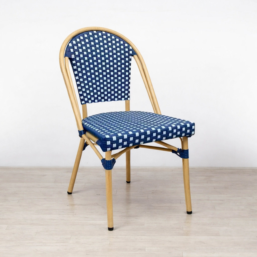 French Style Bistro Chair - Blue/White
