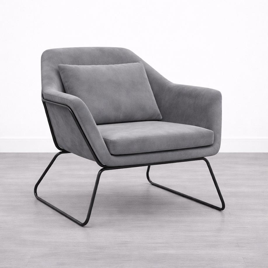 Compton Armchair - Grey Velvet