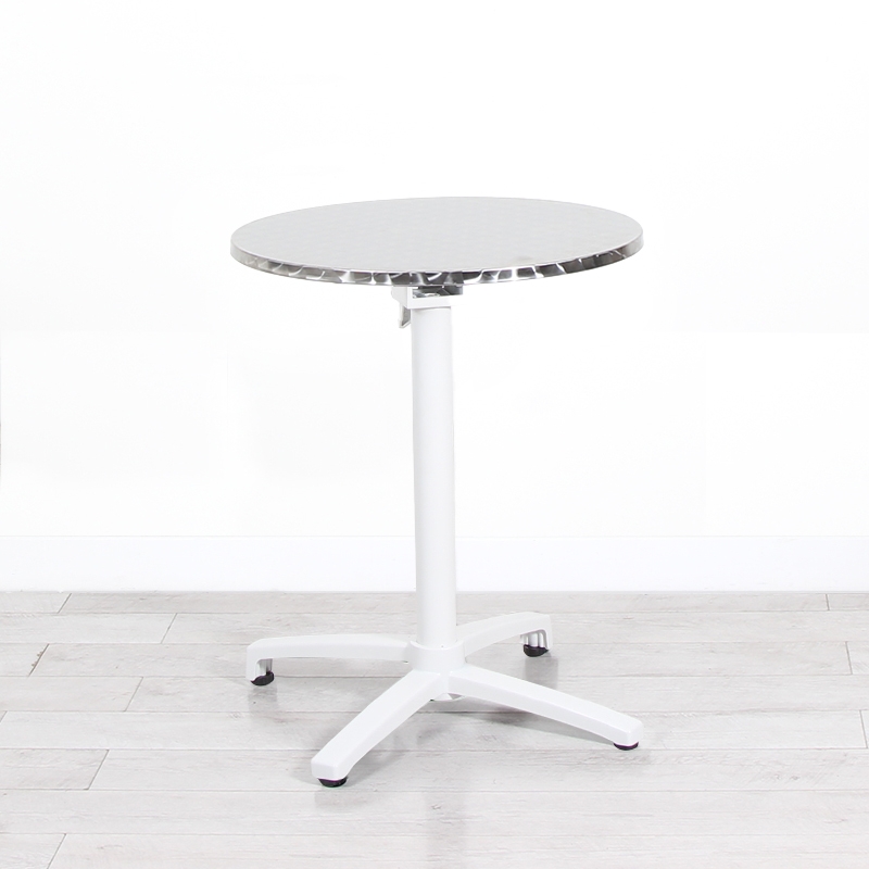 600mm Chrome Round Bistro Table - White Frame