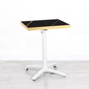 600mm Black Marble Square Bistro Table - White Frame