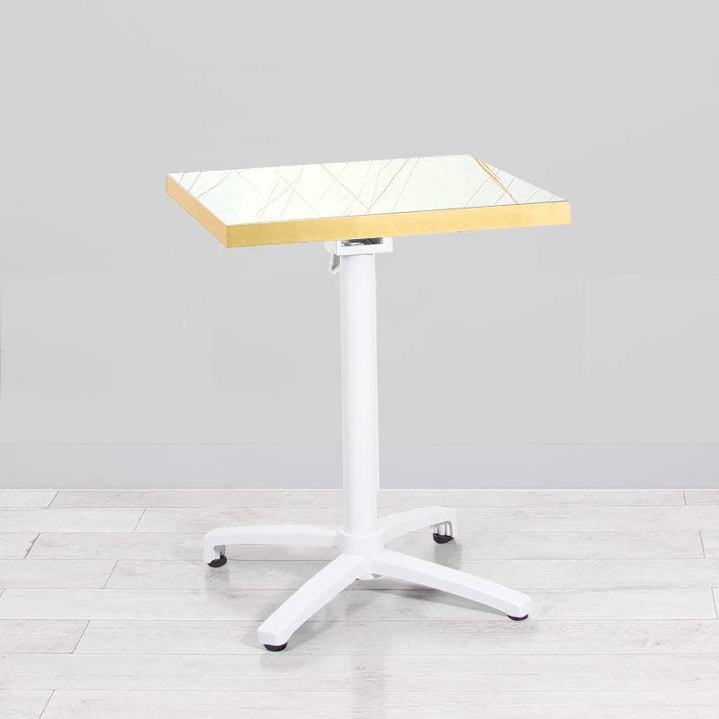 600mm White Marble Square Bistro Table - White Frame