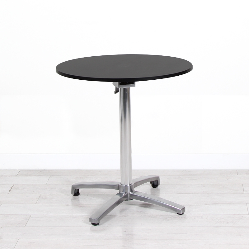 700mm Black Round Bistro Table - Chrome Frame