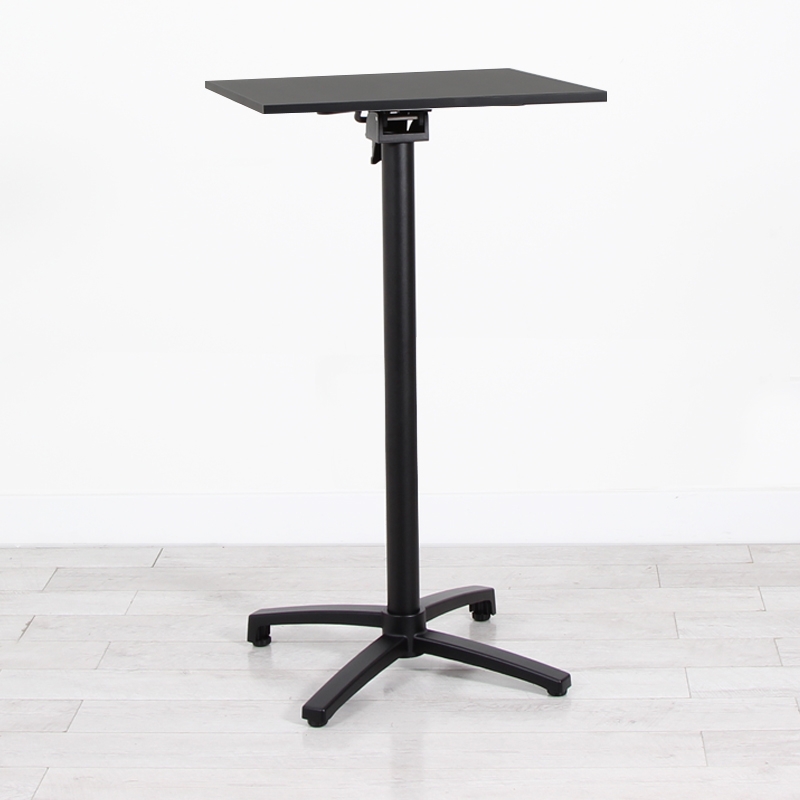 600mm Black Square Poseur Table - Black Frame