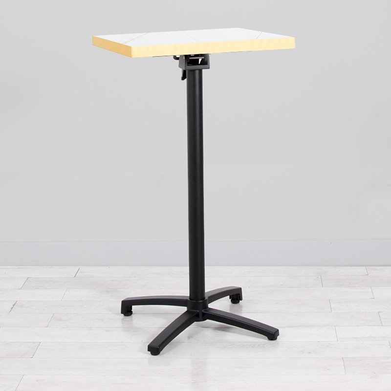 600mm White Marble Square Poseur Table - Black Frame
