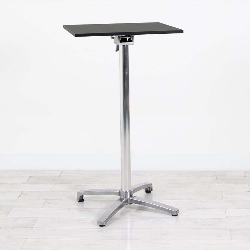 600mm Black Square Poseur Table - Chrome Frame