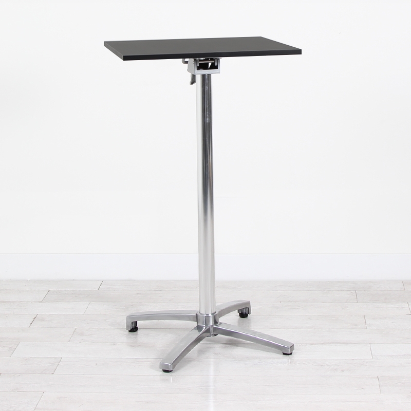 600mm Black Square Poseur Table - Chrome Frame