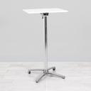 600mm White Square Poseur Table - Chrome Frame