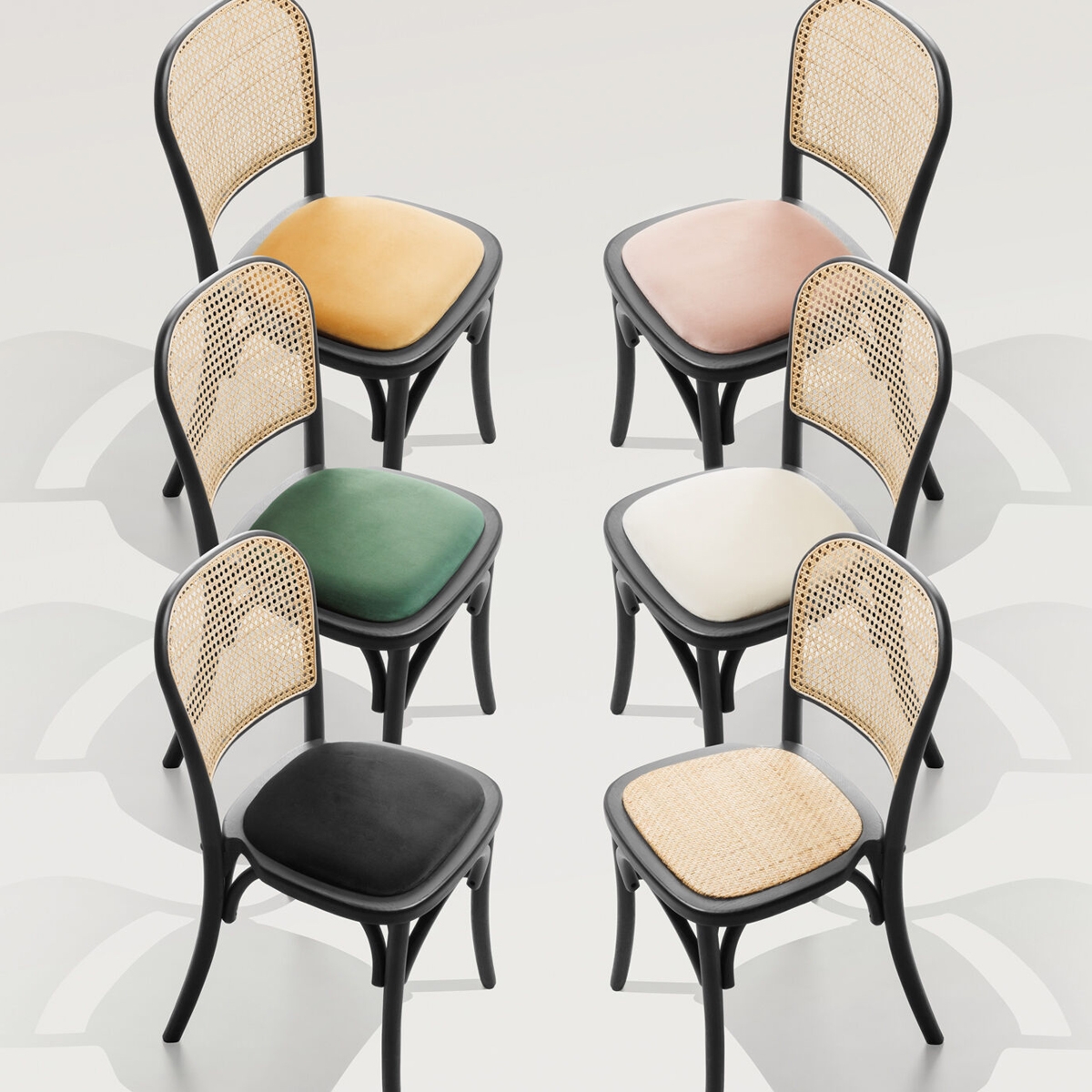 Cane Back Chair - Pink Pad