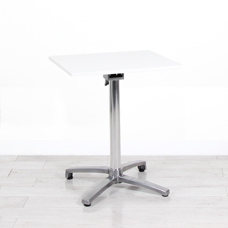 600mm White Square Bistro Table - Chrome Frame