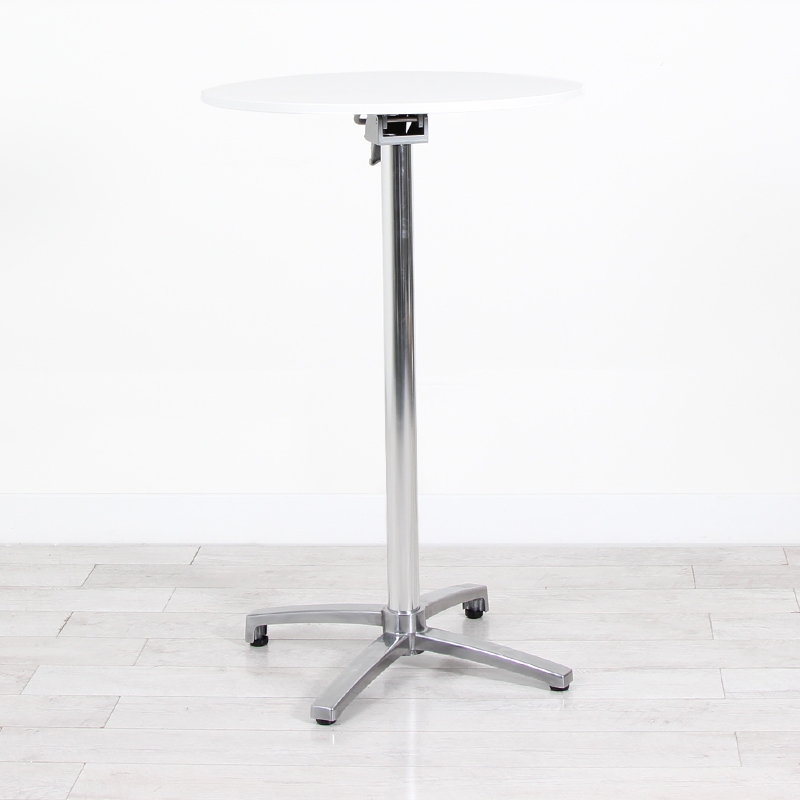 700mm White Round Poseur Table - Chrome Frame