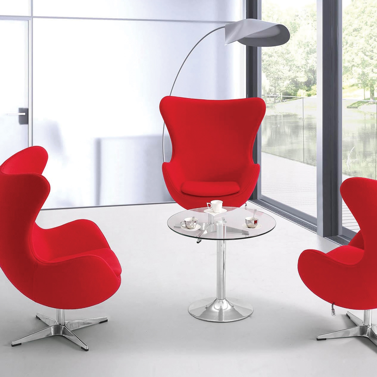 Egg Chair - Red Fabric