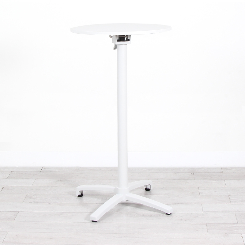 600mm White Round Poseur Table - White Frame