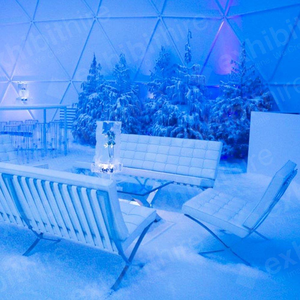 The Barcelona Chair is versatile and looks good in any event space. A stunning addition to this arctic inspired event.