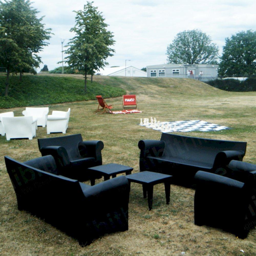 The Bubble Club range is weather resistant and can be hired in either white or black.