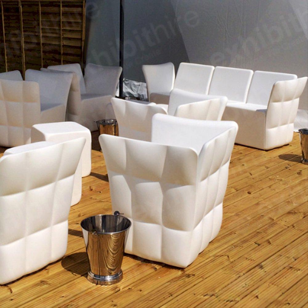 The Coco Collection is unique and is sure to add style to your event. Complete the set with the Coco Coffee Table, Chair and Sofa.