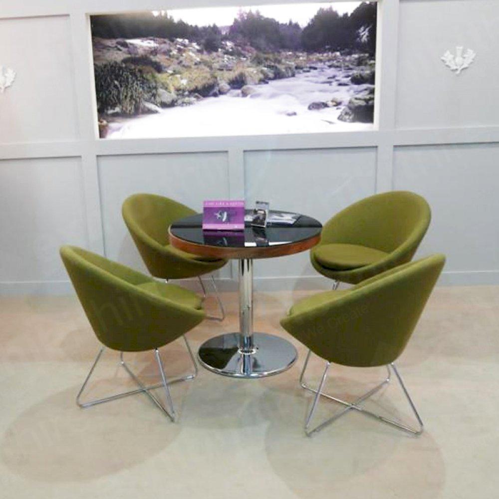 The conic chair is available in a range of colours and is extremely comfortable.