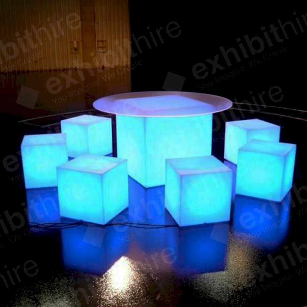 The Cube 40 is a very popular furniture hire item and can be illuminated in a range of colours. Perfect as a seat at any event.