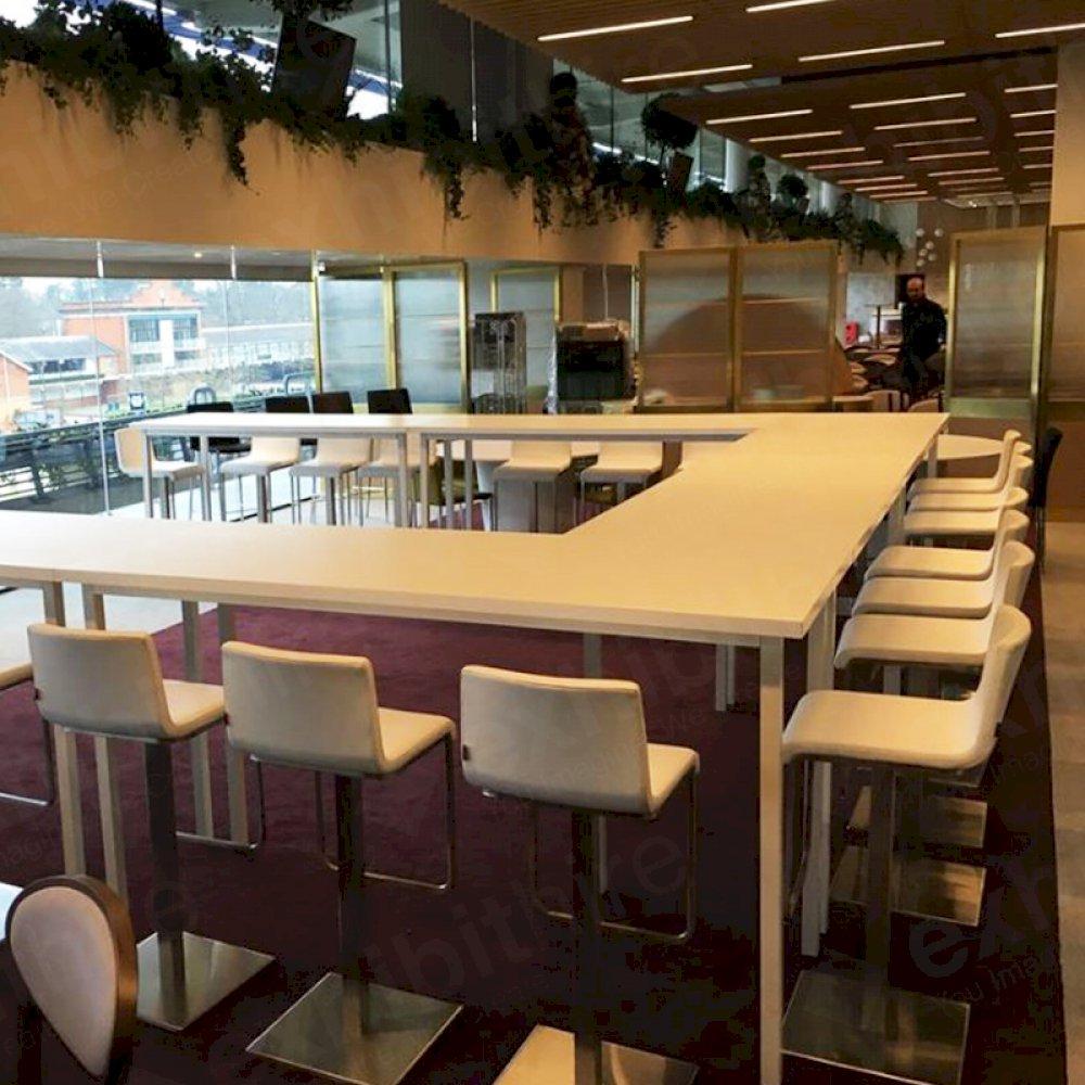 Our Polar 16 Tables look great with our Quadra Stools.