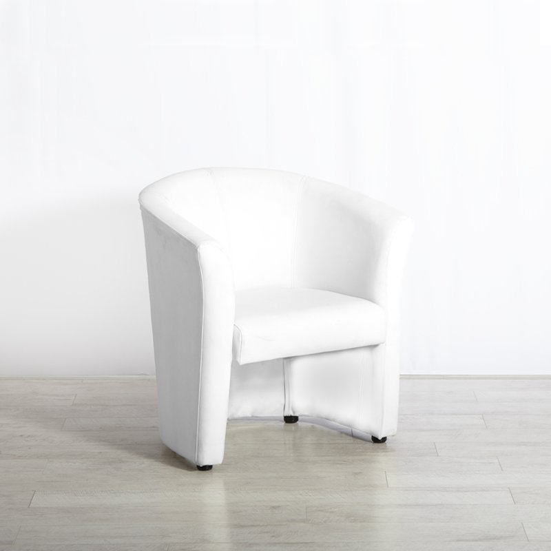 White Leather Tub Chair