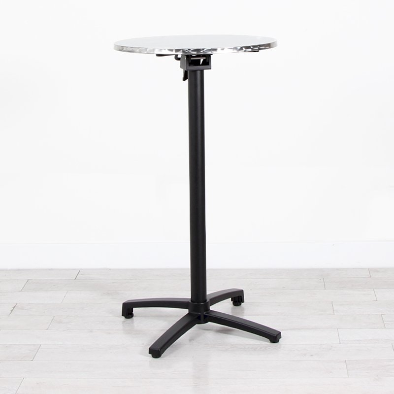 600mm Chrome Round Poseur Table - Black Frame
