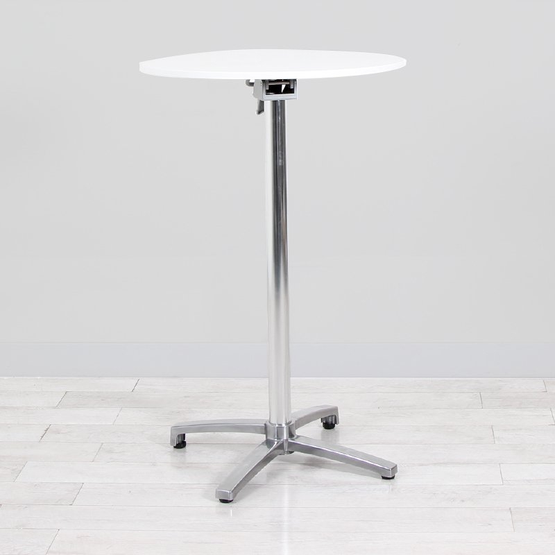 700mm White Round Poseur Table - Chrome Frame