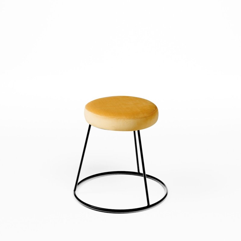 Black Chrome Low Spire Stool - Gold Pad