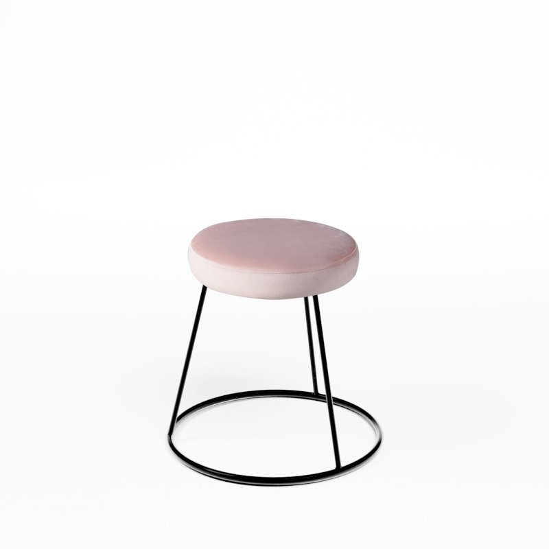 Black Chrome Low Spire Stool - Pink Pad