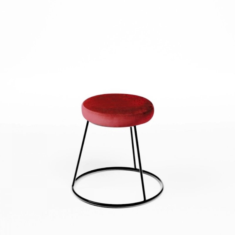 Black Chrome Low Spire Stool - Red Pad