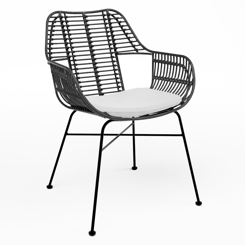 Miami Armchair - Black with White Cushion