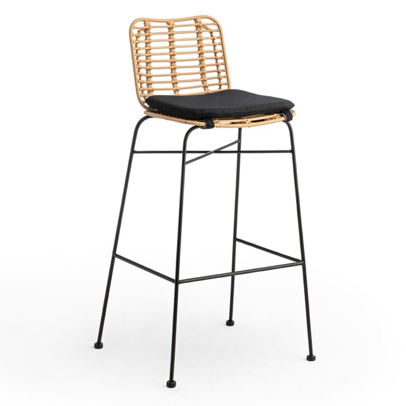 Miami Bar Stool - Natural with Black Cushion