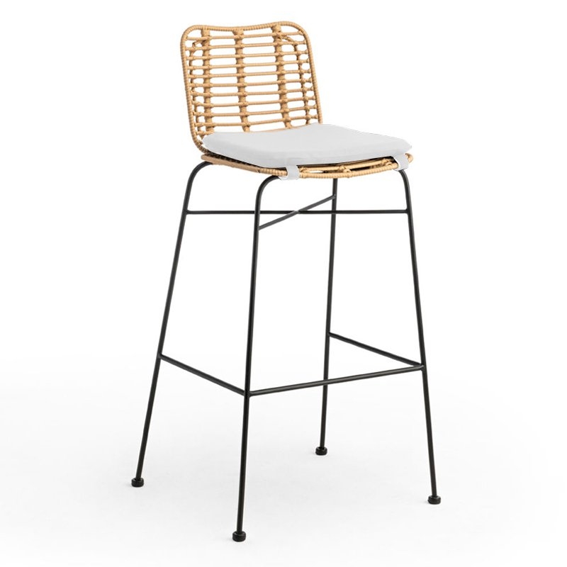 Miami Bar Stool - Natural with White Cushion