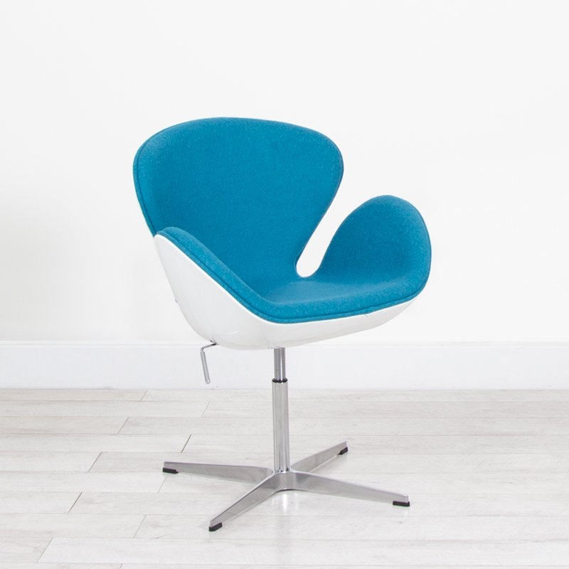 White Swan Chair - Turquoise Fabric
