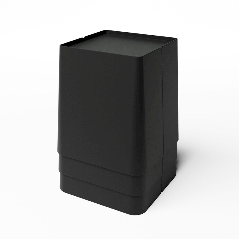 Black Bric Stool - White Fabric Top