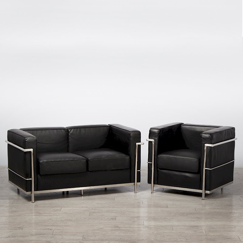 2 Seater Corbusier Sofa - Black