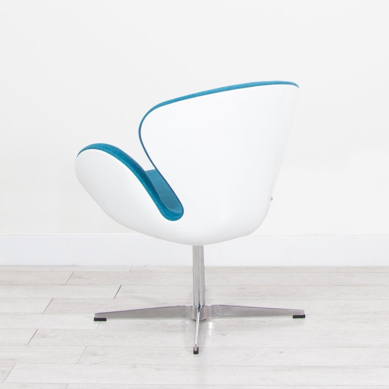 White Swan Chair - Turquoise Fabric