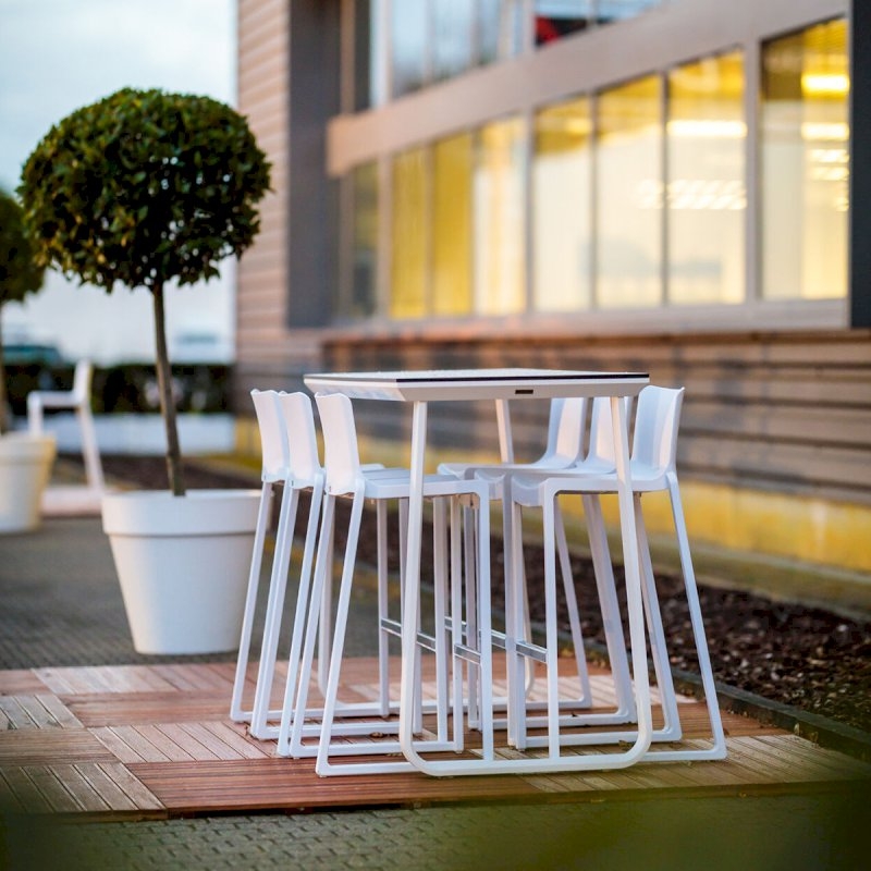 Utah Double Poseur Table - White Base White Top