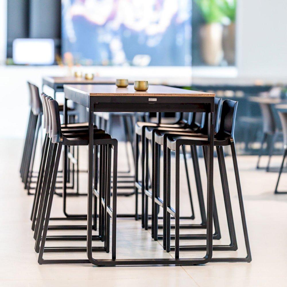 Featured: Kansas black stools with a black Utah double poseur table.