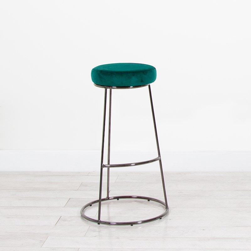 Black Chrome Spire Stool - Green Pad