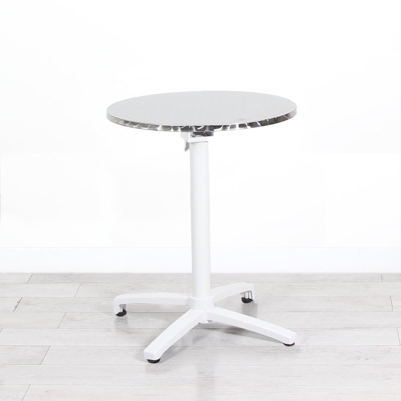 600mm Chrome Round Bistro Table - White Frame