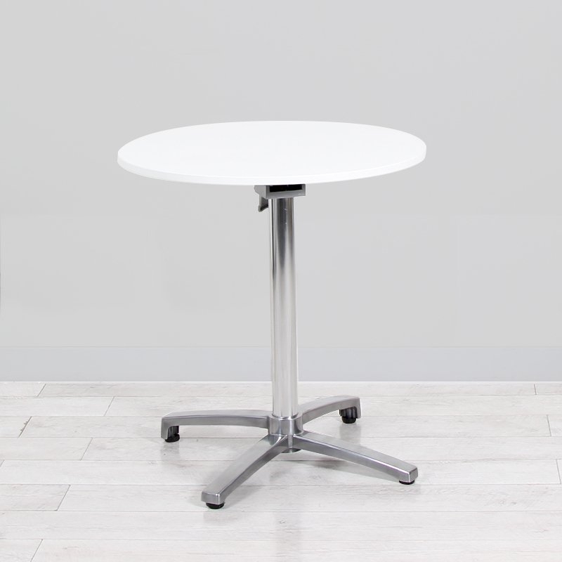 700mm White Round Bistro Table - Chrome Frame