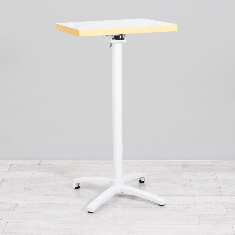 600mm White Marble Square Poseur Table - White Frame